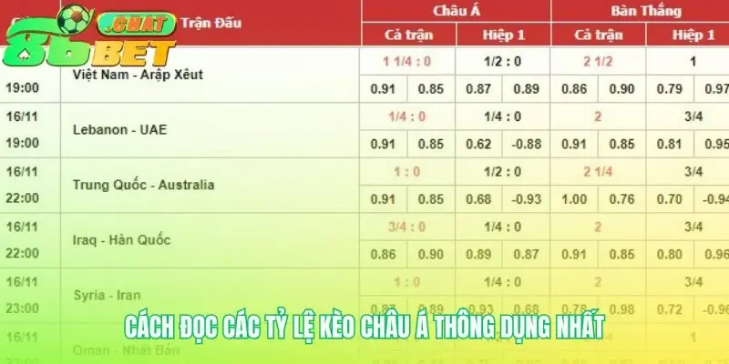Hiểu ý nghĩa từng con số trong tỷ lệ châu Á